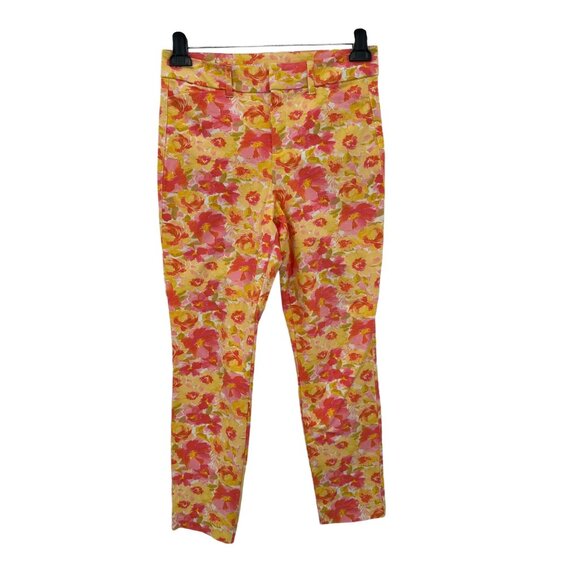 Old Navy Womens High-Rise Pixie Skinny Ankle Pants Pink Orange Floral Print 6 - Picture 1 of 9